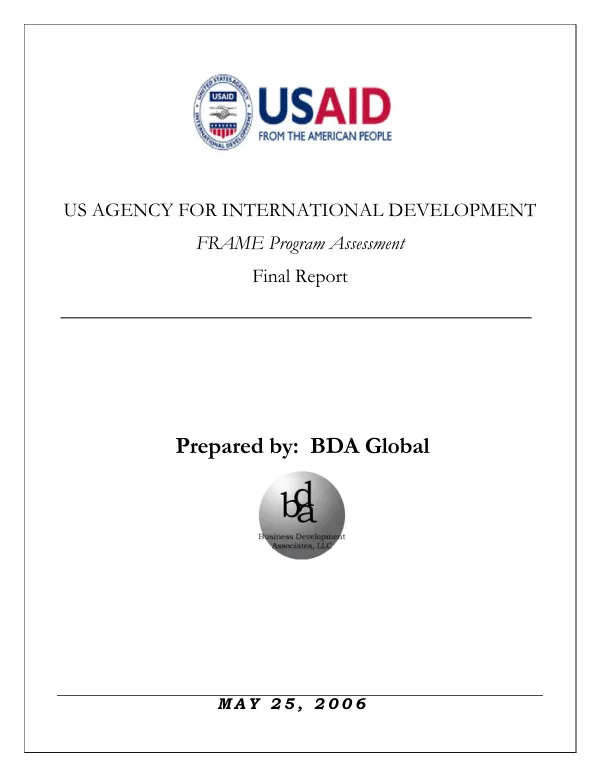 FRAME program assessment : final report