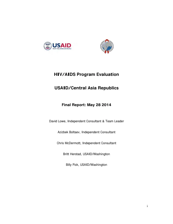 HIV/AIDS program evaluation, USAID/Central Asia Republics : final report