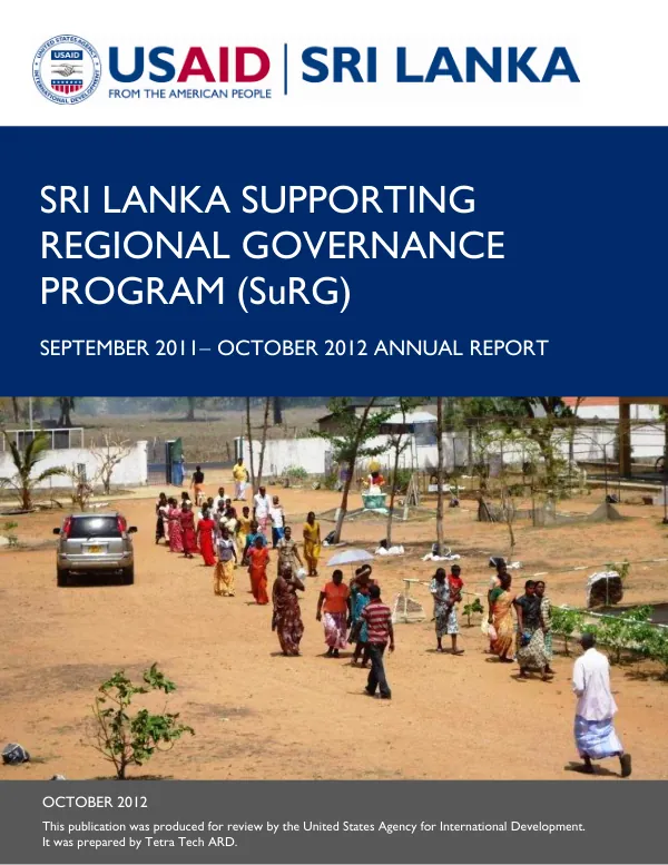 Sri Lanka Supporting Regional Governance Program (SuRG); September 2011 - October 2012 Annual Report