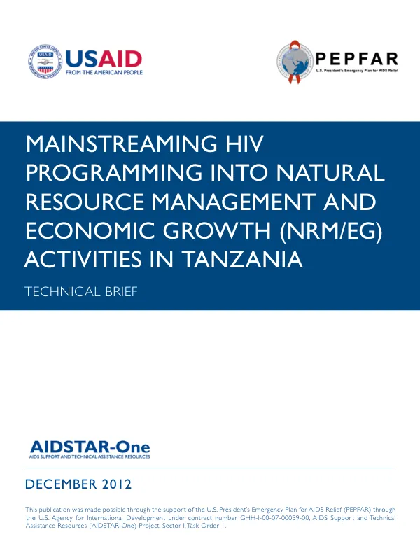 Mainstreaming HIV Programming into NRM and EG Activities in Tanzania