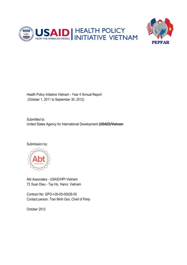 Health Policy Initiative Vietnam - Year 4 Annual Report