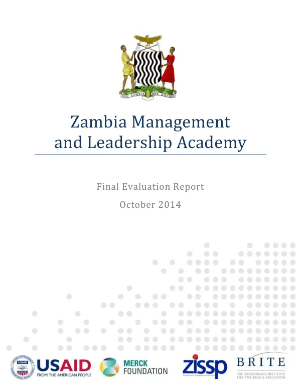 Zambia Management and Leadership Academy : final evaluation report