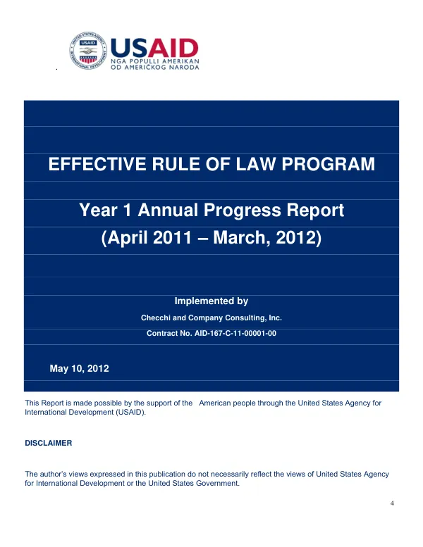 Effective Rule of Law Program Year 1 Annual Progress Report