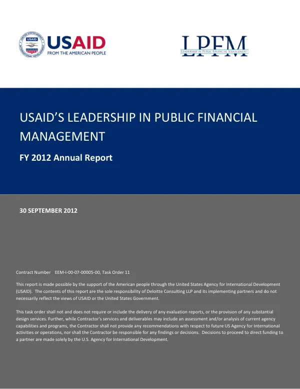 USAID’s Leadership in Public Financial Management: FY 2012 Annual Report