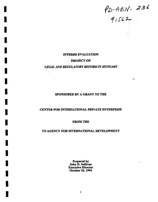 Interim evaluation project on legal and regulatory reform in Hungary