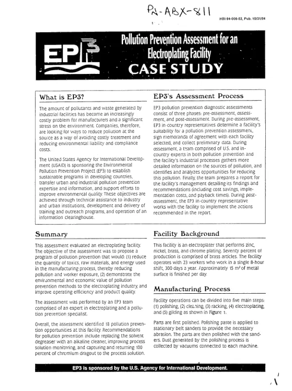 Pollution prevention assessment for an electroplating facility