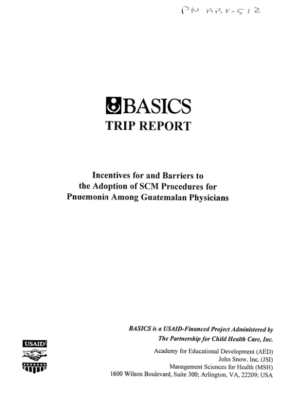 Incentives for and barriers to the adoption of standard case management (SCM) procedures for pneumonia among Guatemalan physicians