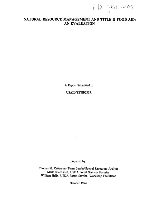 Natural resource management and Title II food aid : an evaluation