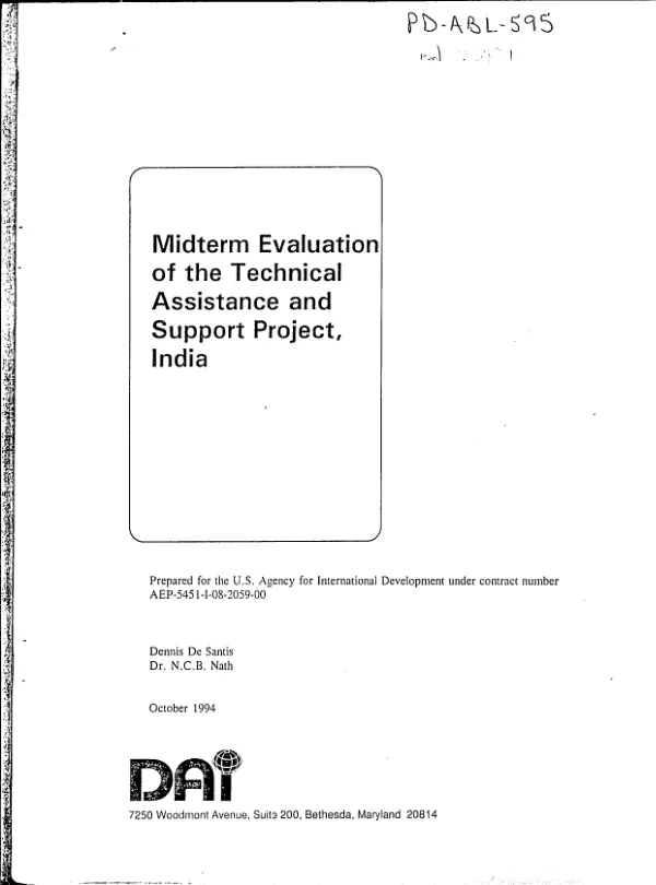 Midterm evaluation of the technical assistance and support project, India