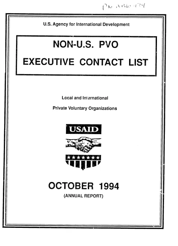 Non-US PVO executive contact list : local and international private voluntary organizations (annual report)