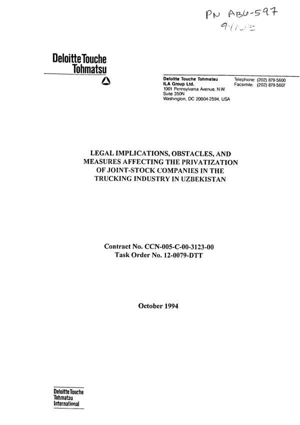 Legal implications, obstacles, and measures affecting the privatization of joint-stock companies in the trucking industry in Uzbekistan
