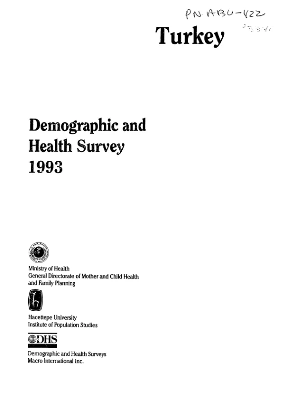 Turkish [Turkey] demographic and health survey 1993