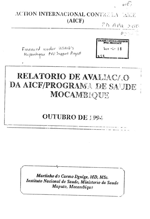 Relatorio de avaliacao da AICF [Action International Contre la Faim]/programa de saude Mocamibique