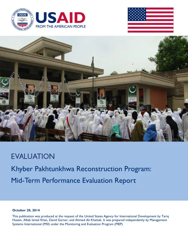 Khyber Pakhtunkhwa reconstruction program : mid-term performance evaluation report