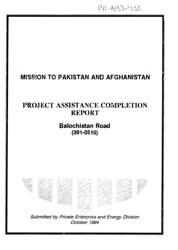Project assistance completion report : Balochistan road (391-0510)