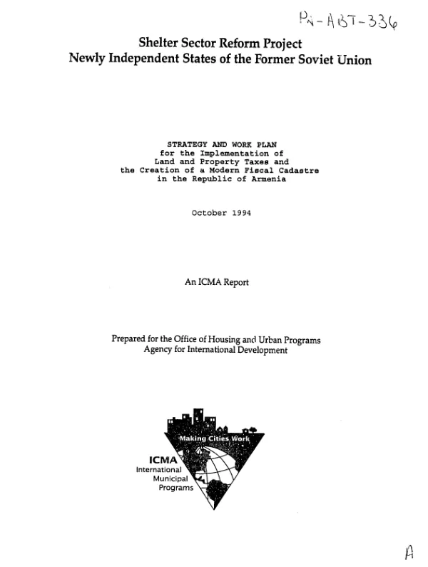Strategy and work plan for the implementation of land and property taxes and the creation of a modern fiscal cadastre in the Republic of Armenia