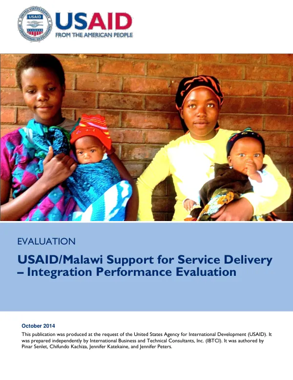 USAID/Malawi support for service delivery - integration (SSD-I) performance evaluation