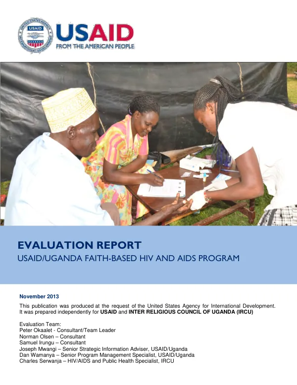 Evaluation report : USAID/Uganda faith-based HIV and AIDS program