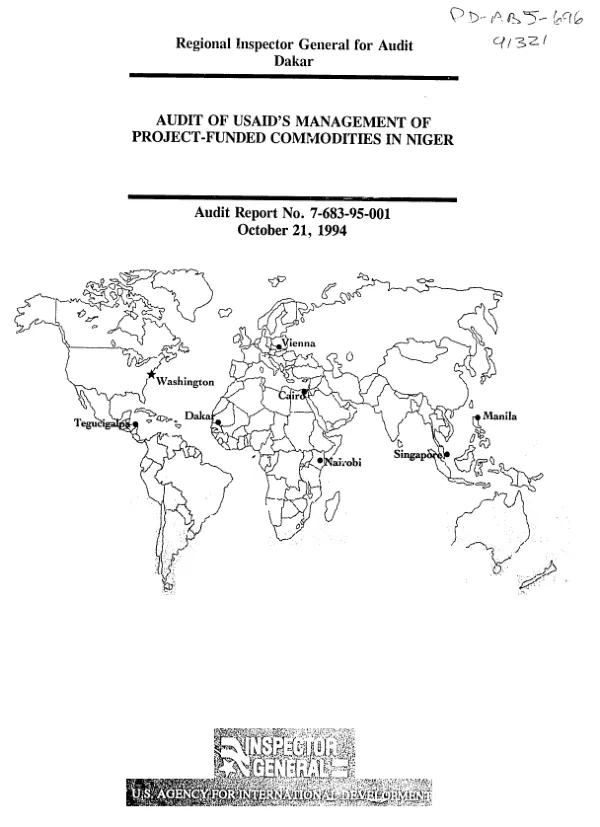 Audit of USAID"s management of project-funded commodities in Niger