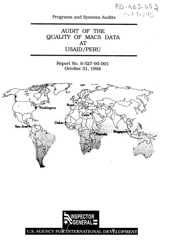 Audit of MACS [mission accounting and control system] data at USAID/Peru