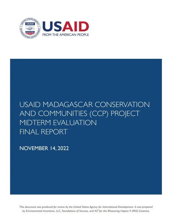USAID Madagascar conservation and communities (CCP) project midterm evaluation final report