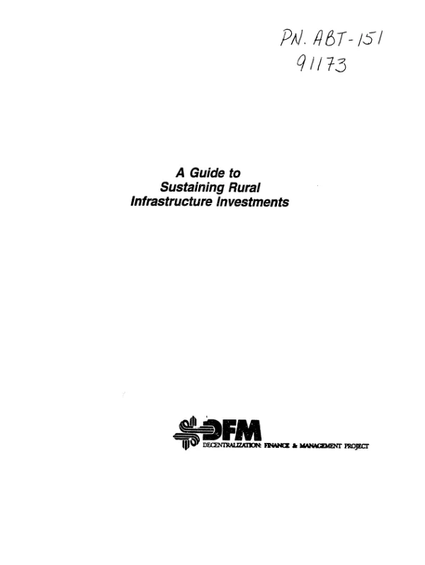 Guide to sustaining rural infrastructure investments