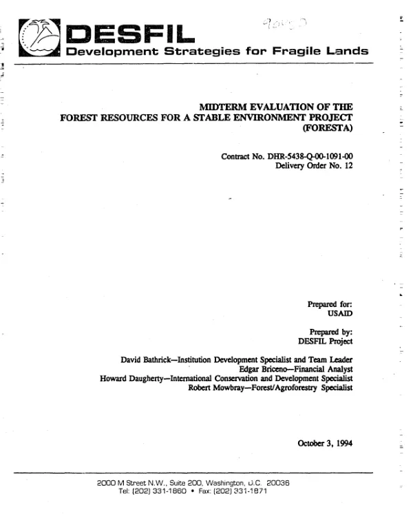 Midterm evaluation of the forest resources for a stable environment project (FORESTA)