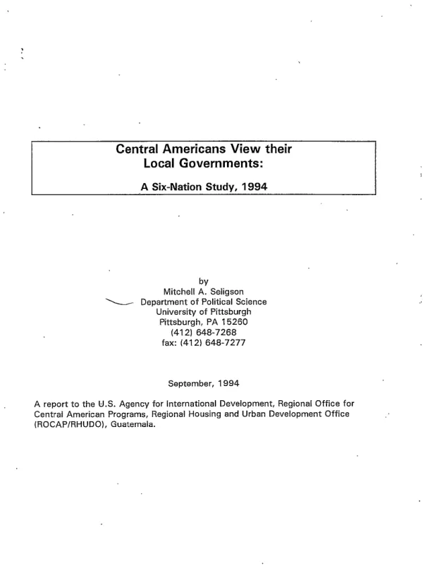 Central Americans view their local governments : a six-nation study, 1994