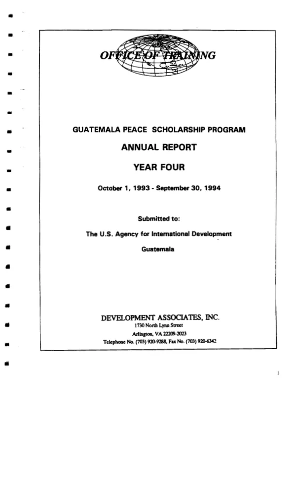 Guatemala peace scholarship program : annual report -- year four : October 1, 1993-September 30, 1994