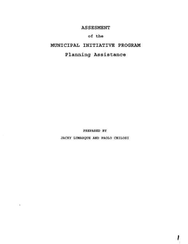 Assessment of the municipal initiative program