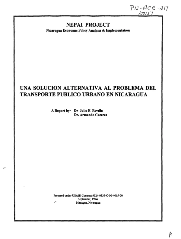 Solucion alternativa al problema del transporte publico urbano en Nicaragua