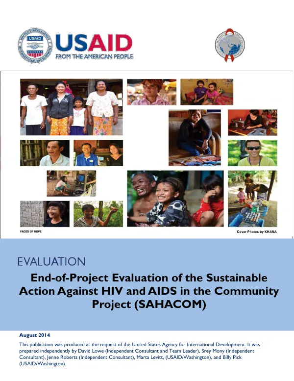 End-of-project evaluation of the sustainable action against HIV and AIDS in the community project (SAHACOM)