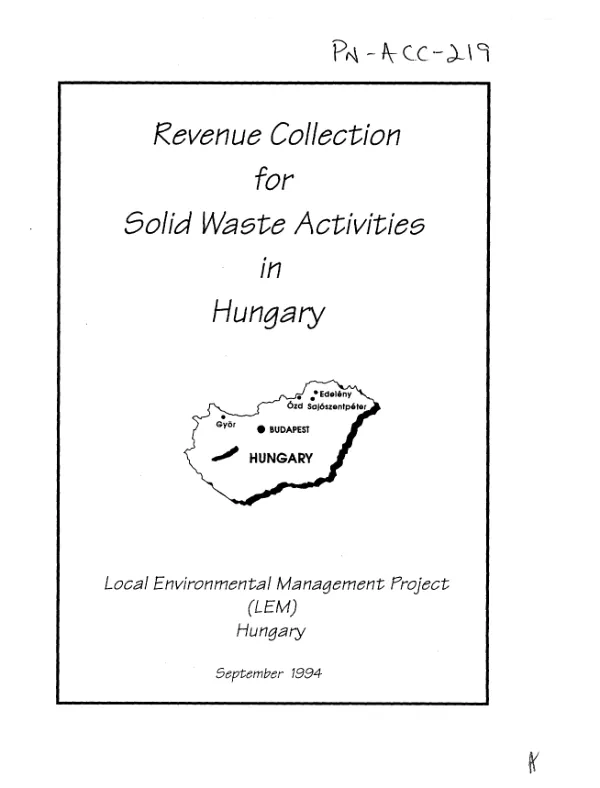 Revenue collection for solid waste activities in Hungary