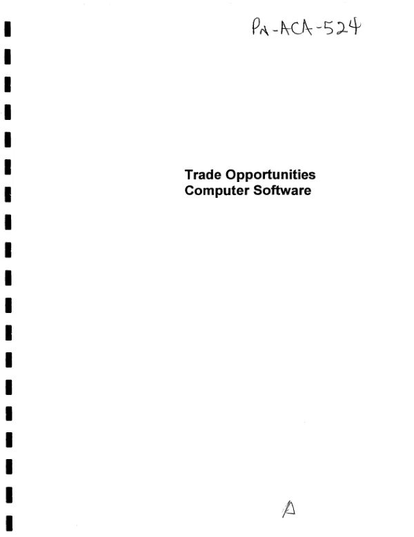 Trade opportunities computer software [TOCS] : system overview and proposal