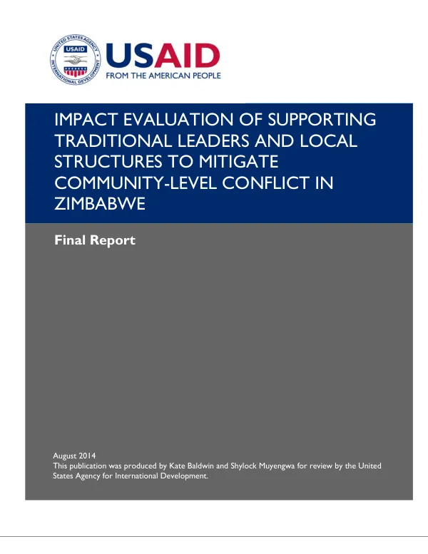 Impact evaluation of supporting traditional leaders and local structures to mitigate community-level conflict in Zimbabwe : final report