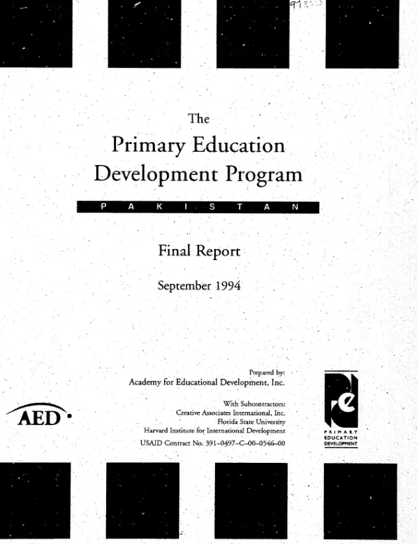 Primary education development program Pakistan : final report