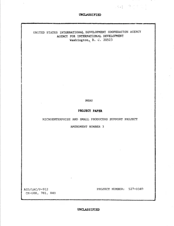 Microenterprise and small producers support project : amendment no. 3