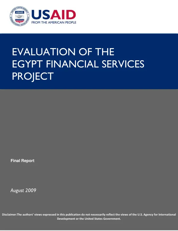 Final evaluation report of the Egypt financial services (EFS) project