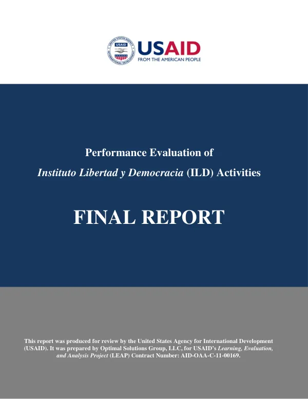 Performance evaluation of Instituto Libertad y Democracia (ILD) activities : final report