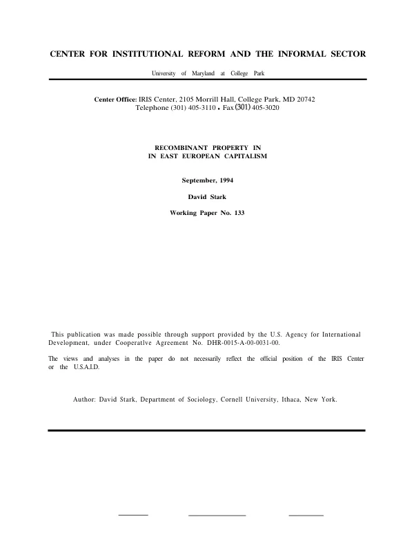 Recombinant property in East European capitalism