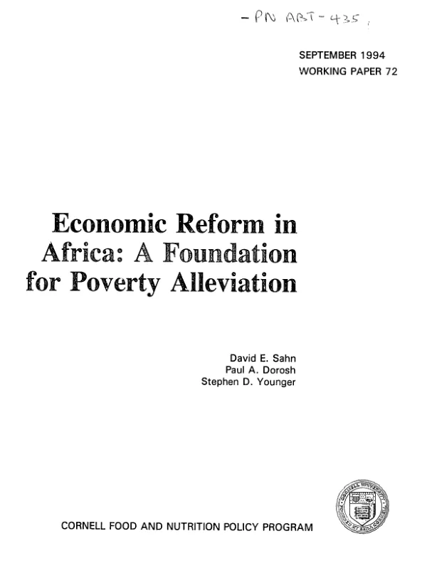 Economic reform in Africa : a foundation for poverty alleviation
