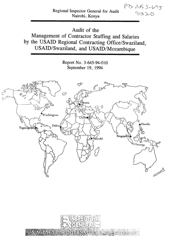 Audit of the management of contractor staffing and salaries by the USAID Regional Contracting Office/Swaziland, USAID/Swaziland, and USAID/Mozambique
