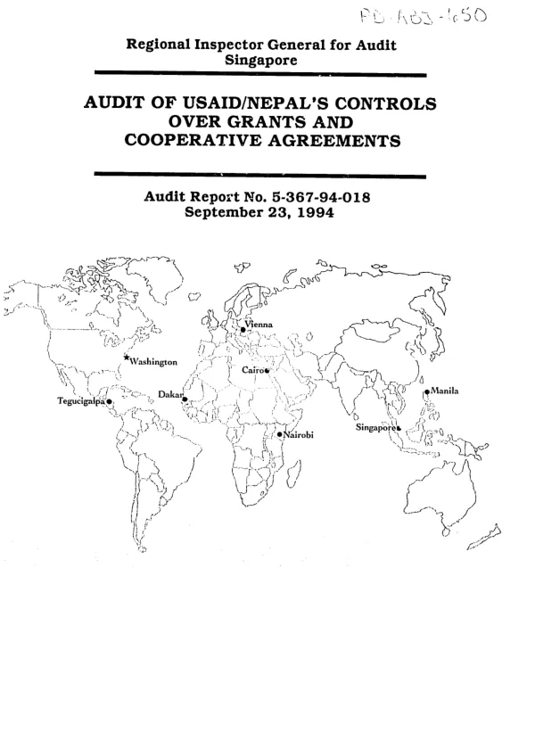 Audit of USAID/Nepal"s controls over grants and cooperative agreements