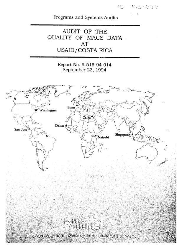 Audit of the quality of MACS [mission accounting and control system] data at USAID/Costa Rica
