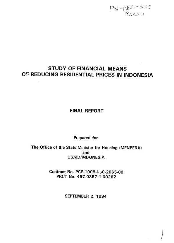 Study of financial means of reducing residential prices in Indonesia