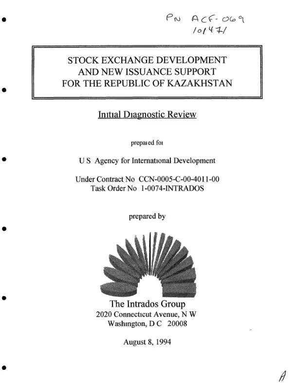 Stock exchange development and new issuance support for the Republic of Kazakhstan : initial diagnostic review