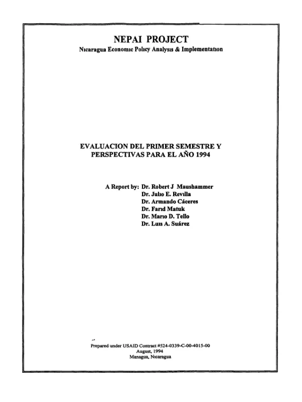 Evaluacion del primer semestre y perspectivas para el ano 1994