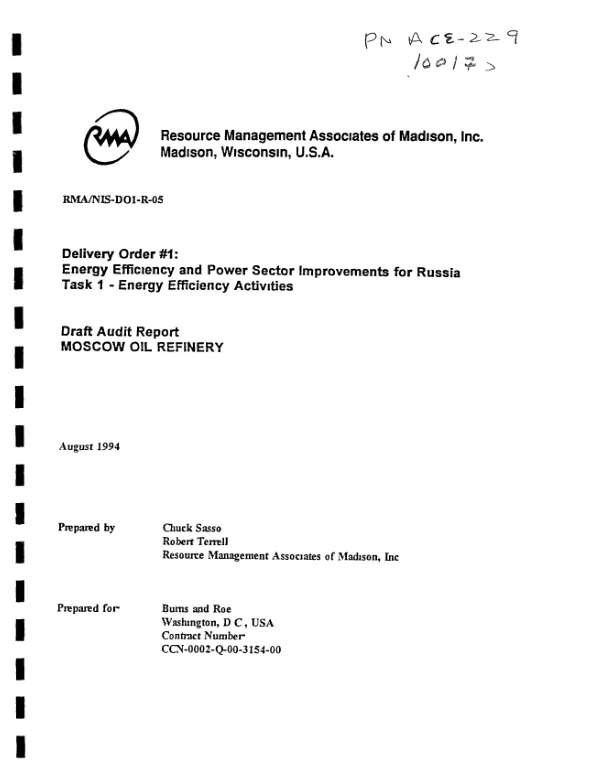 Draft audit report : Moscow Oil Refinery [MOR]