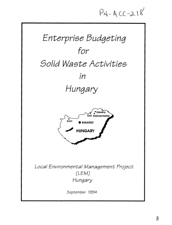 Enterprise budgeting for solid waste activities in Hungary