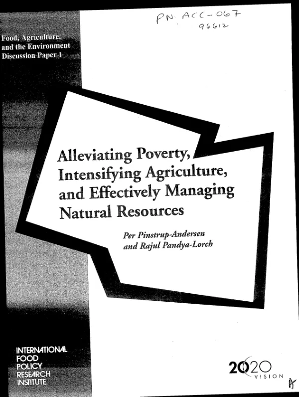 Alleviating poverty, intensifying agriculture, and effectively managing natural resources